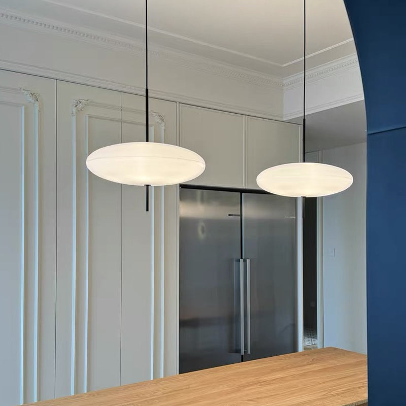 Opal Disc Modern Pendant Light with Opalescent Polymer Shade