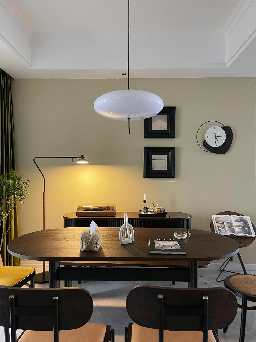 Opal Disc Modern Pendant Light with Opalescent Polymer Shade