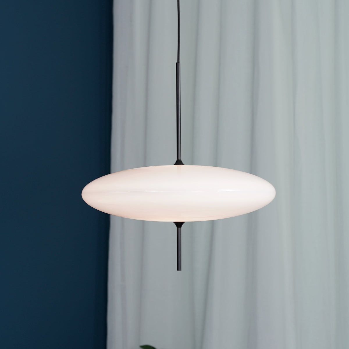Opal Disc Modern Pendant Light with Opalescent Polymer Shade