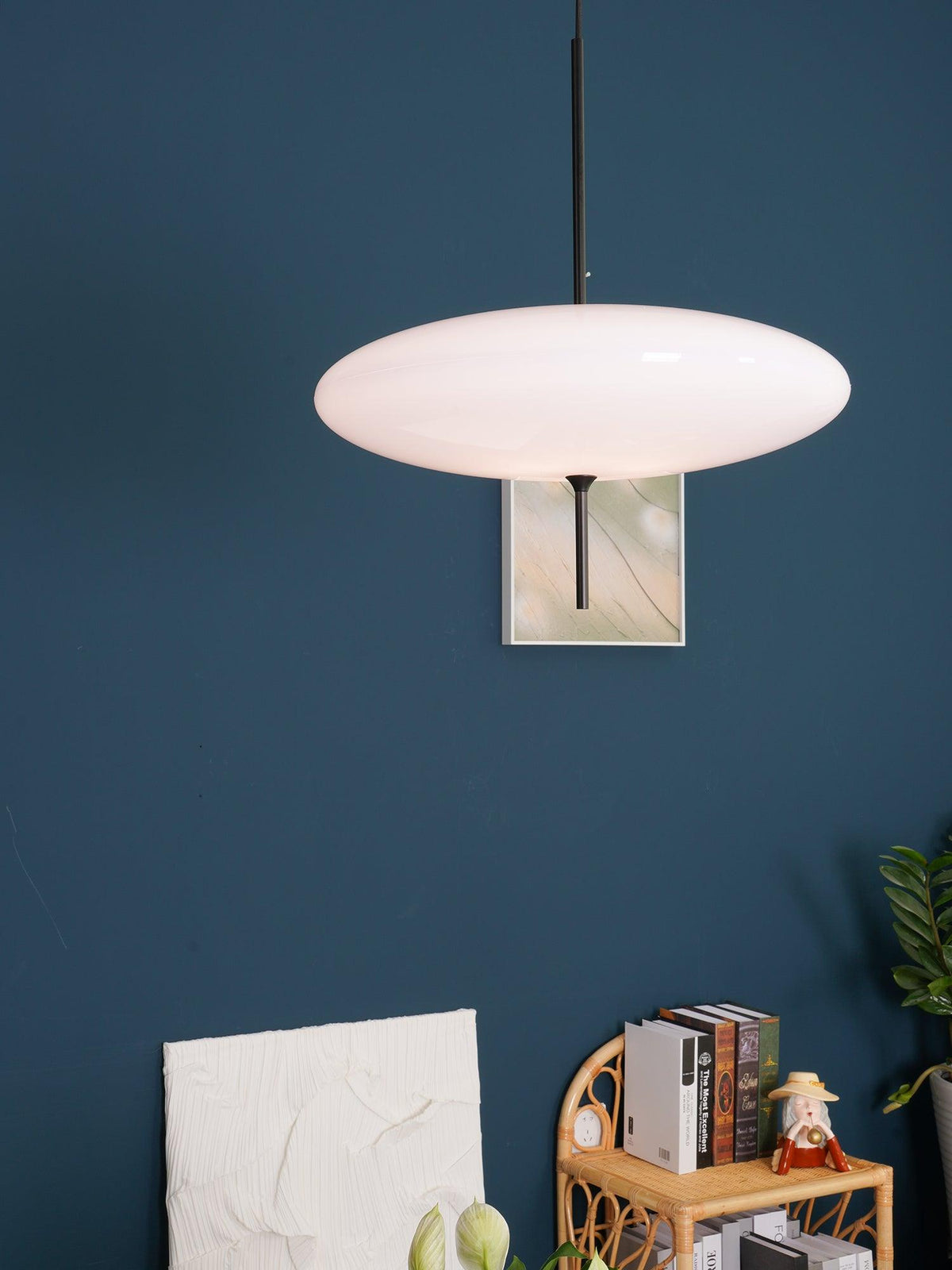 Opal Disc Modern Pendant Light with Opalescent Polymer Shade