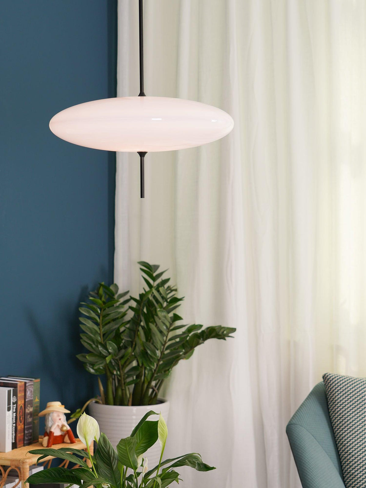 Opal Disc Modern Pendant Light with Opalescent Polymer Shade