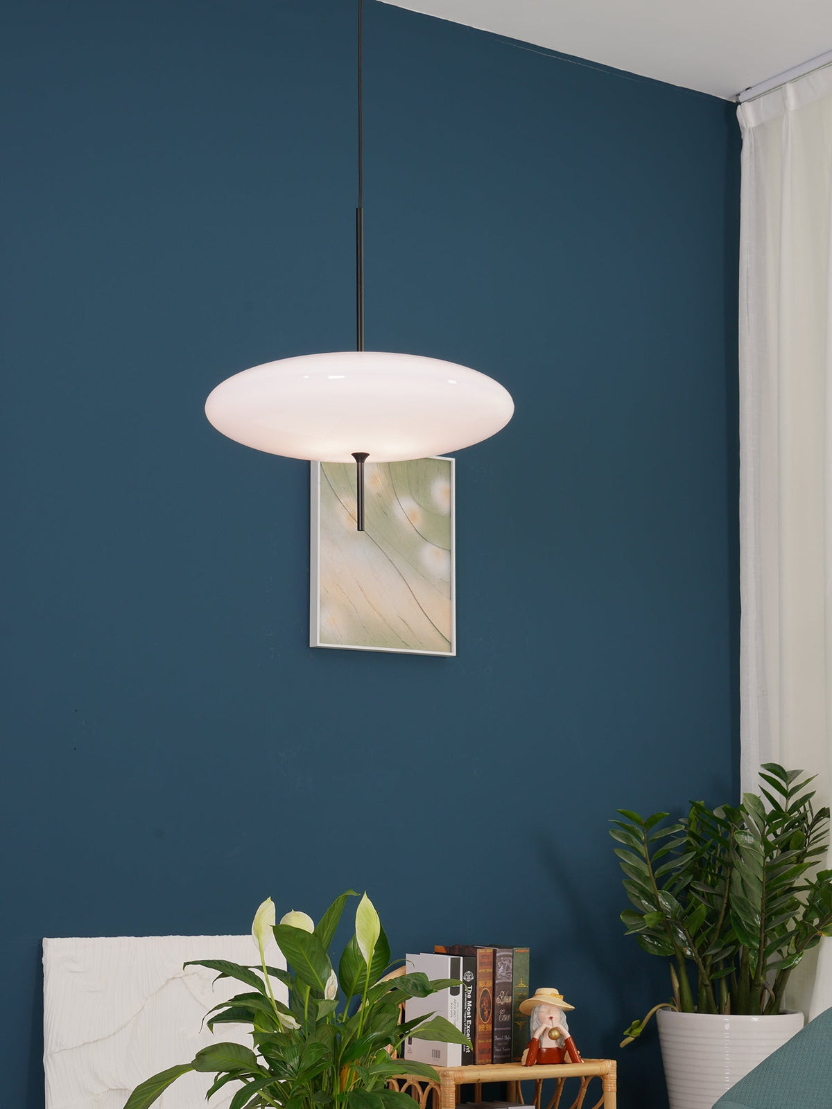 Opal Disc Modern Pendant Light with Opalescent Polymer Shade