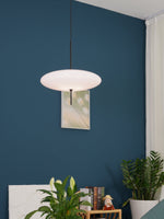 Opal Disc Modern Pendant Light with Opalescent Polymer Shade
