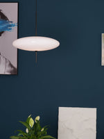 Opal Disc Modern Pendant Light with Opalescent Polymer Shade