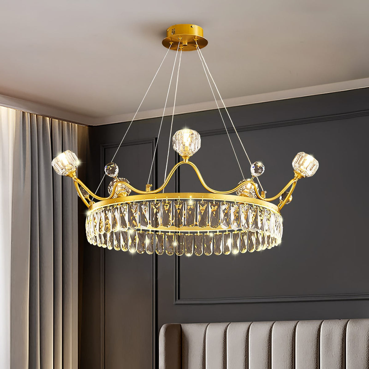 Modern Crown Crystal Pendant Light