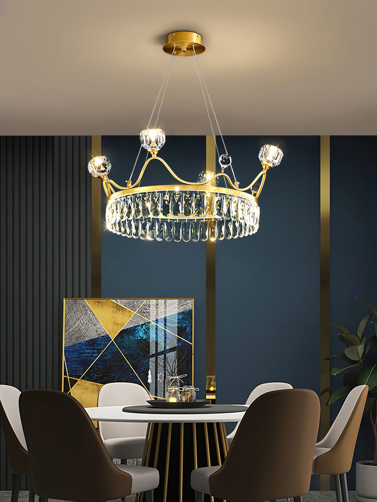 Modern Crown Crystal Pendant Light