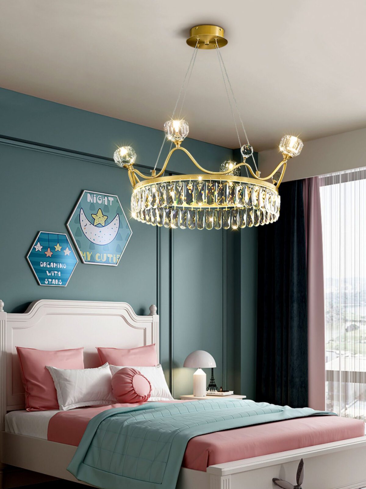 Modern Crown Crystal Pendant Light