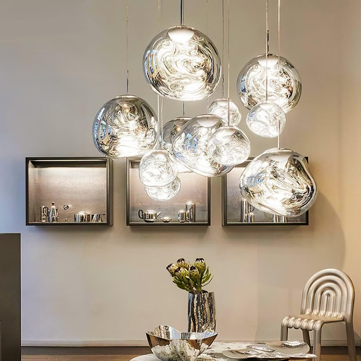 Lava Swag Pendant Light – Sculptural Molten Shade with Mirror Effect