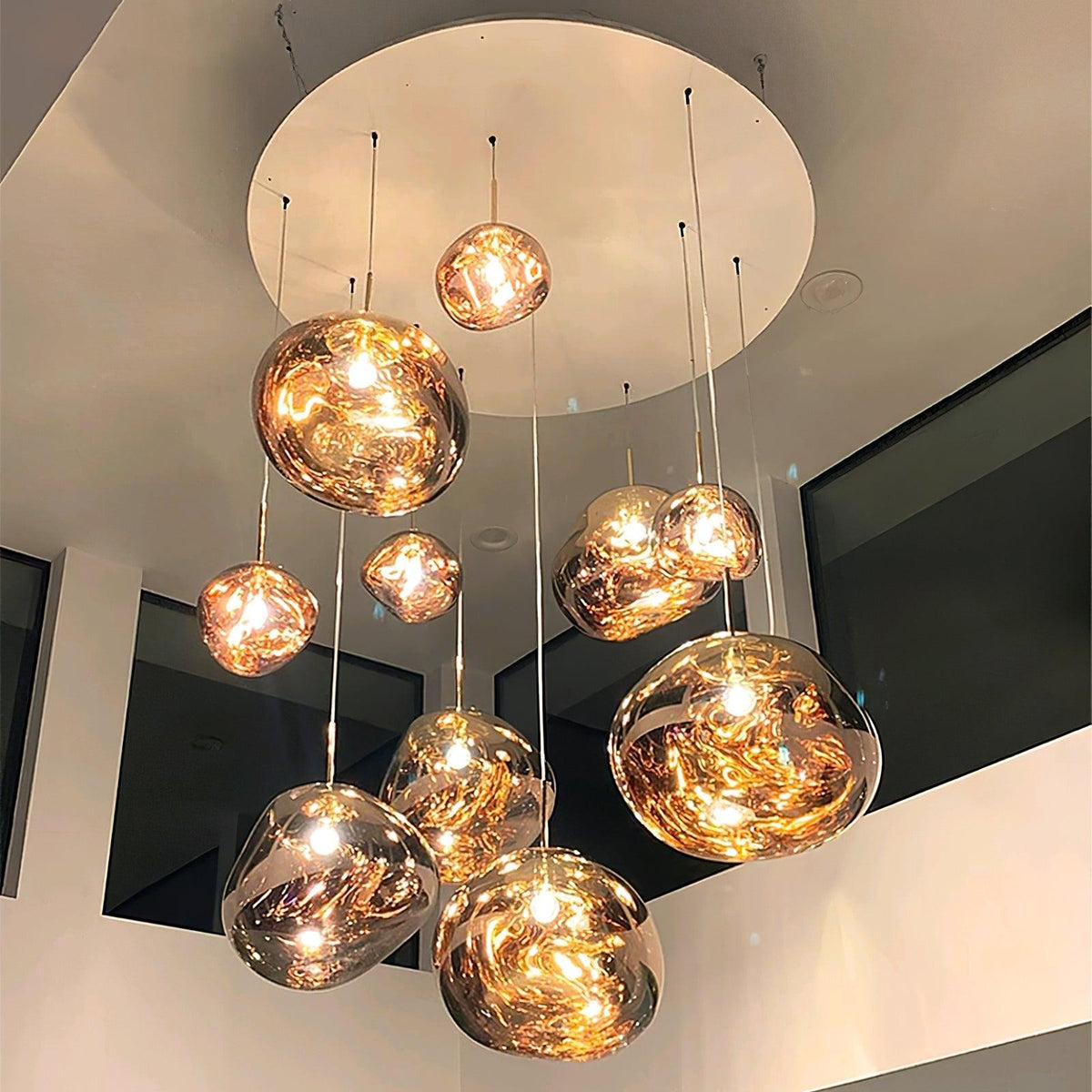 Lava Swag Pendant Light – Sculptural Molten Shade with Mirror Effect