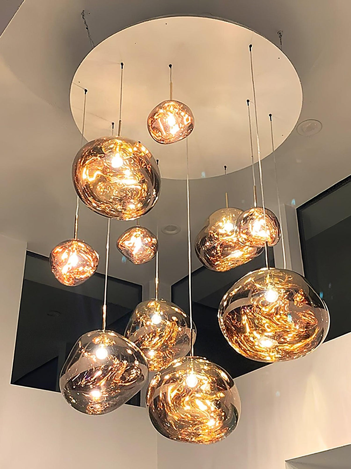 Lava Swag Pendant Light – Sculptural Molten Shade with Mirror Effect