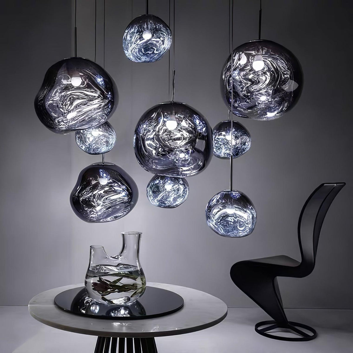 Lava Swag Pendant Light – Sculptural Molten Shade with Mirror Effect