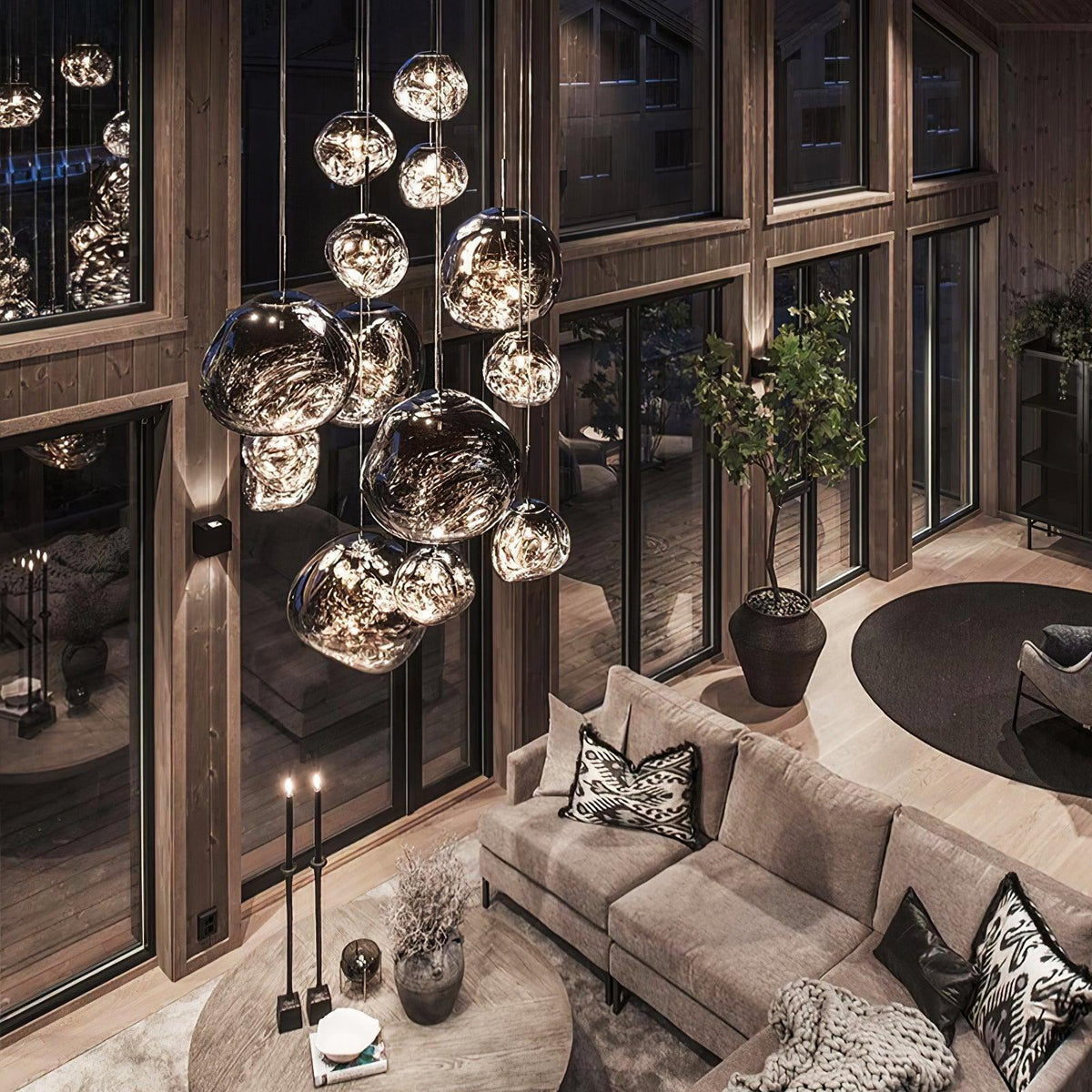 Lava Swag Pendant Light – Sculptural Molten Shade with Mirror Effect