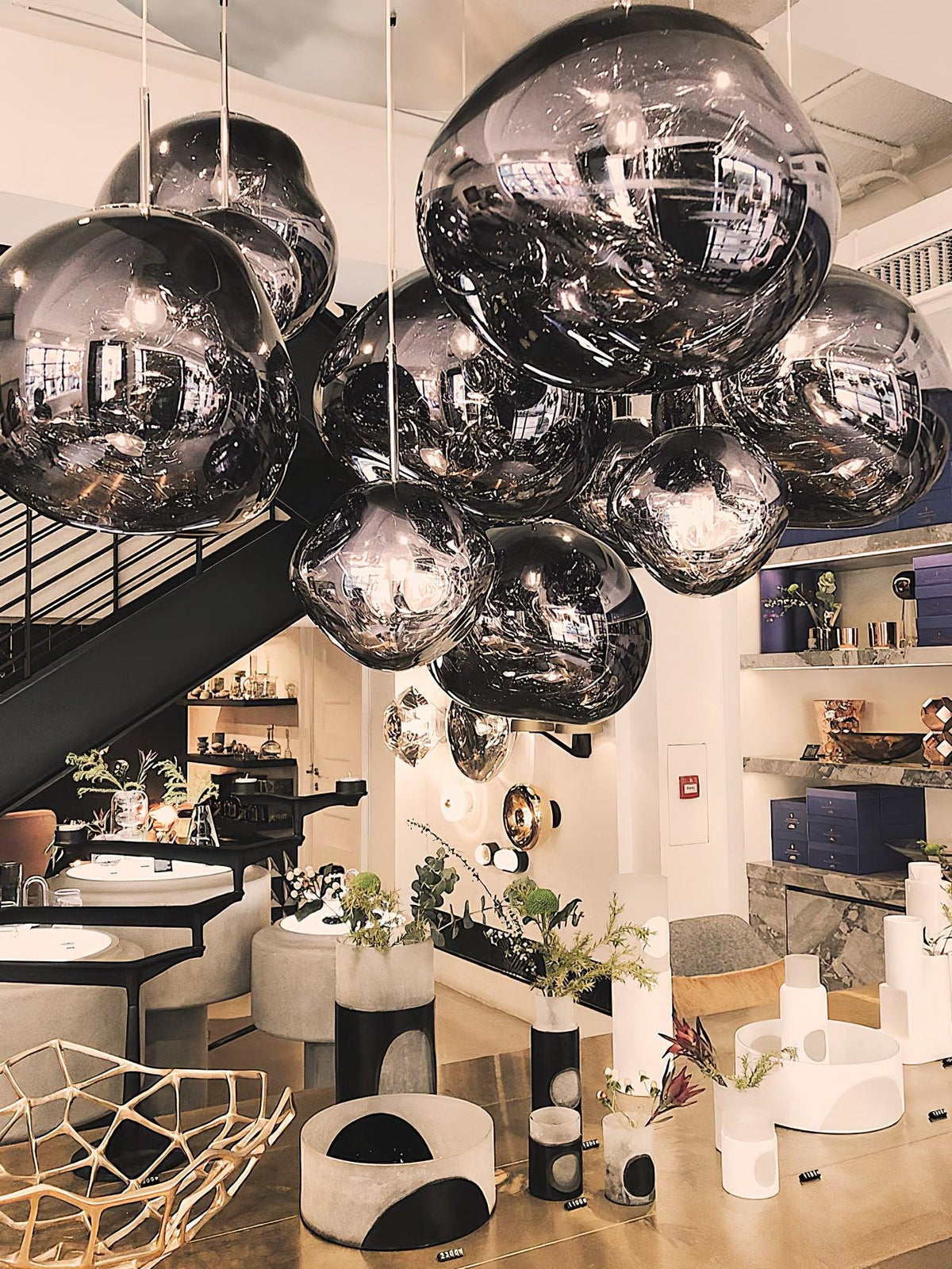 Lava Swag Pendant Light – Sculptural Molten Shade with Mirror Effect