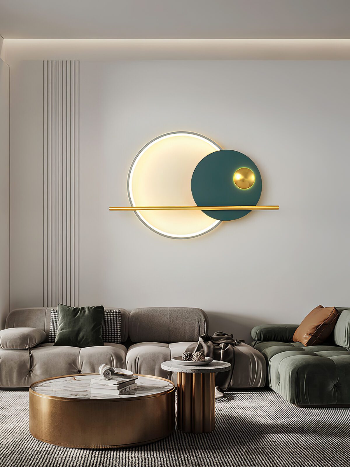 Moderne lineare Doppelkreis-Wandleuchte