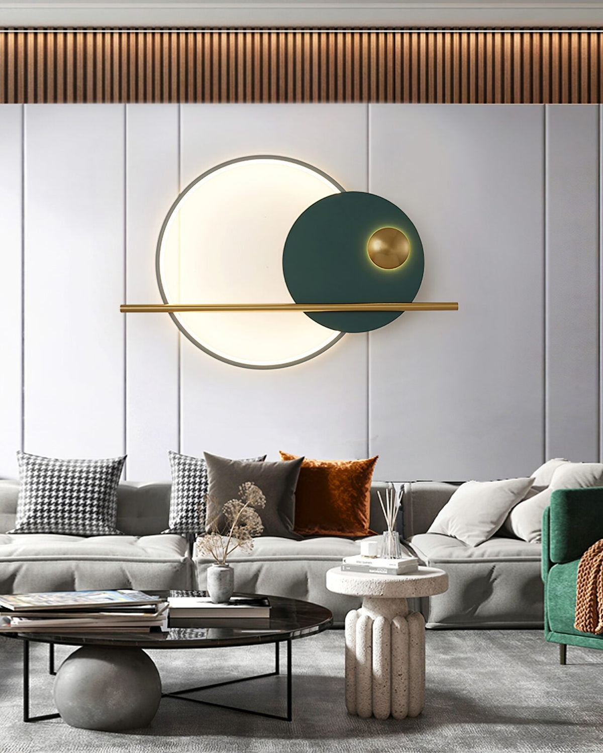 Moderne lineare Doppelkreis-Wandleuchte