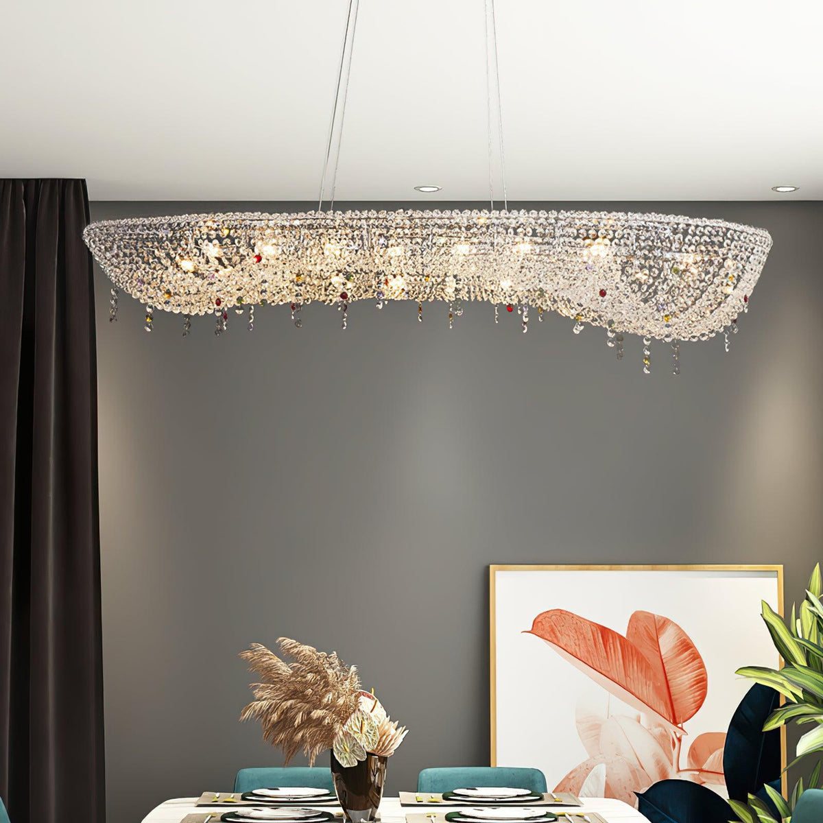 Lumière Cristal Round Chandelier in Chrome and Clear Crystal