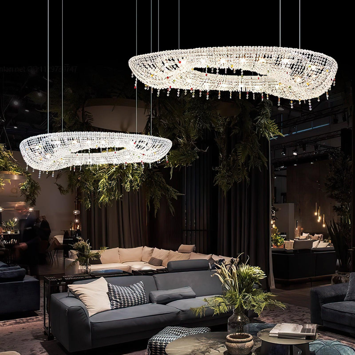 Lumière Cristal Round Chandelier in Chrome and Clear Crystal