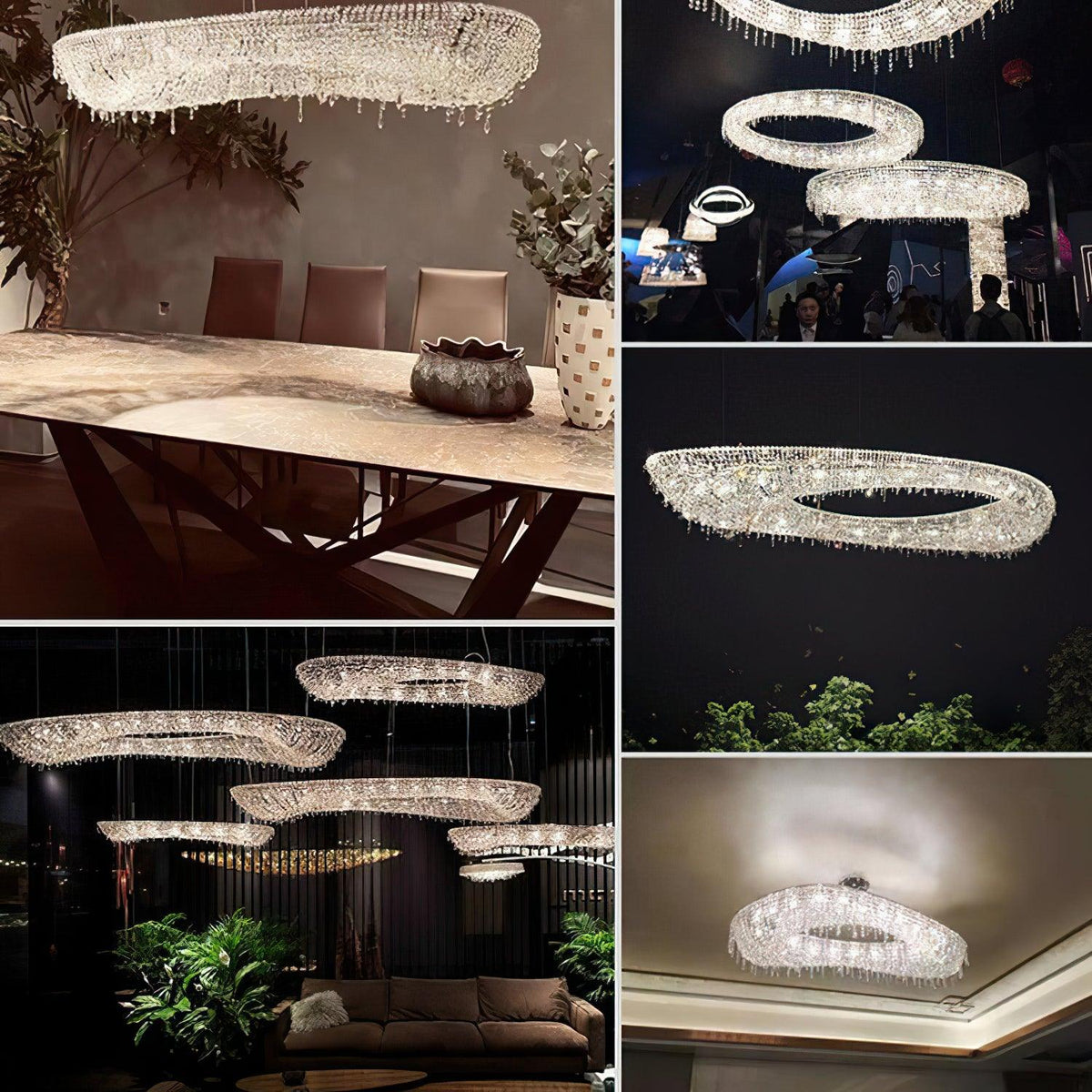 Lumière Cristal Round Chandelier in Chrome and Clear Crystal