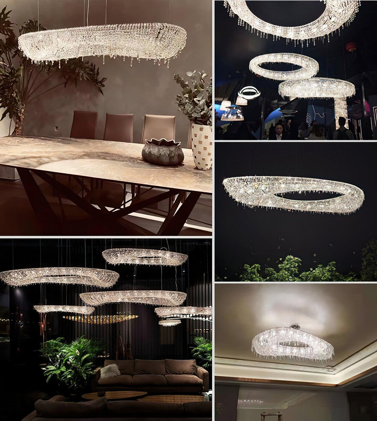 Lumière Cristal Round Chandelier in Chrome and Clear Crystal