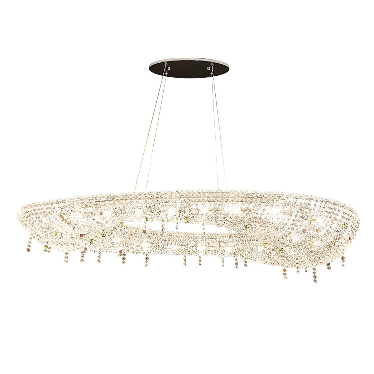 Lumière Cristal Round Chandelier in Chrome and Clear Crystal