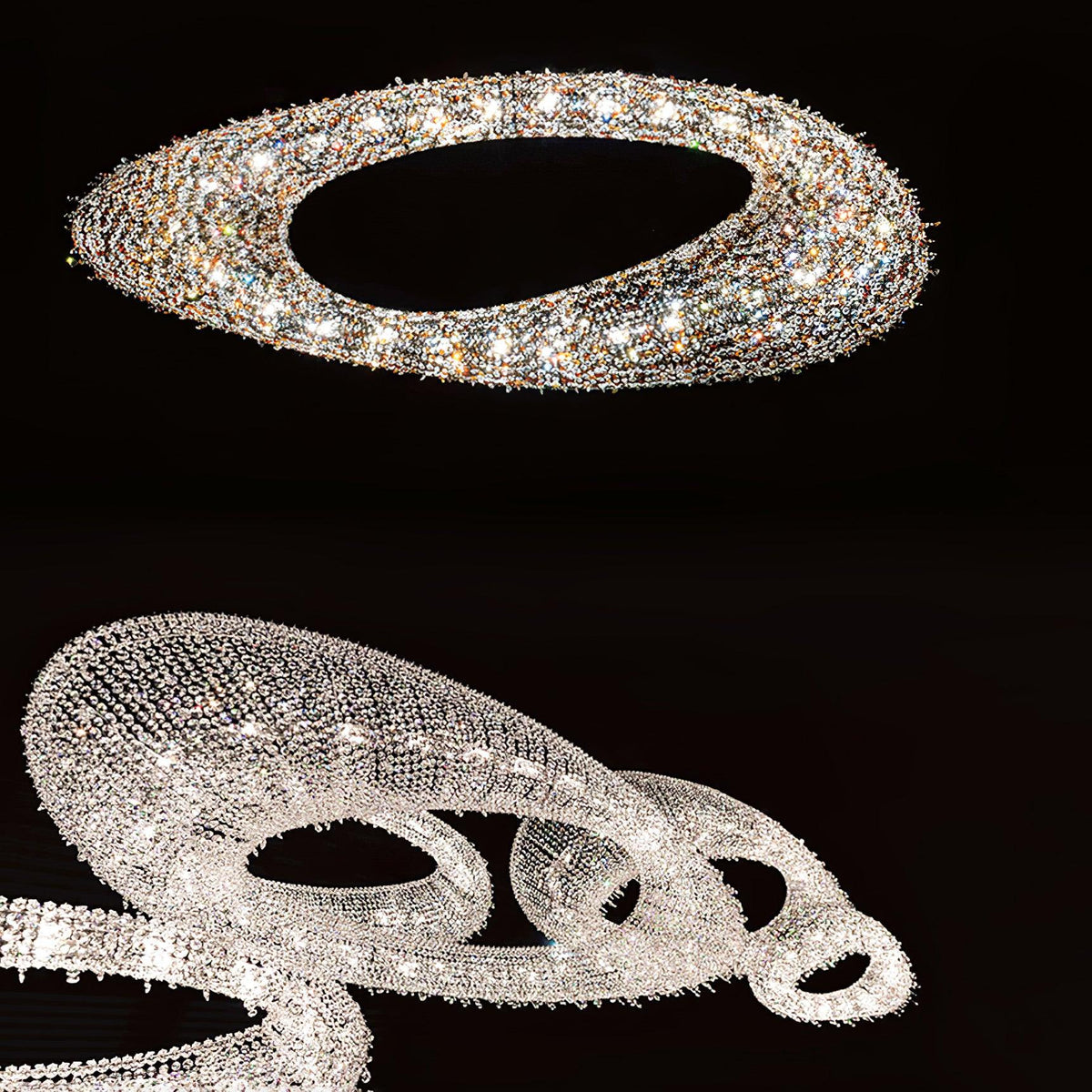 Lumière Cristal Round Chandelier in Chrome and Clear Crystal