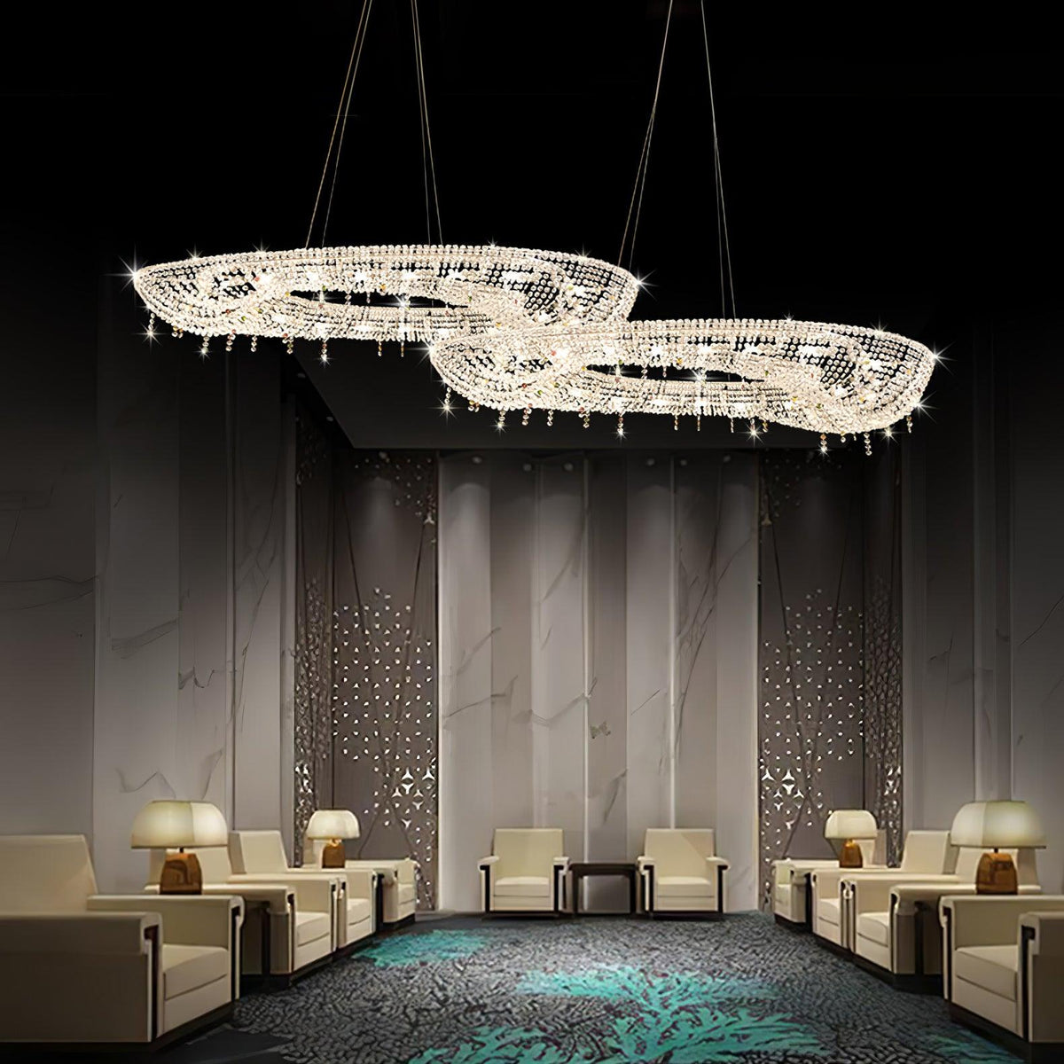 Lumière Cristal Round Chandelier in Chrome and Clear Crystal