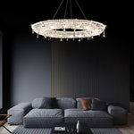 Lumière Cristal Round Chandelier in Chrome and Clear Crystal