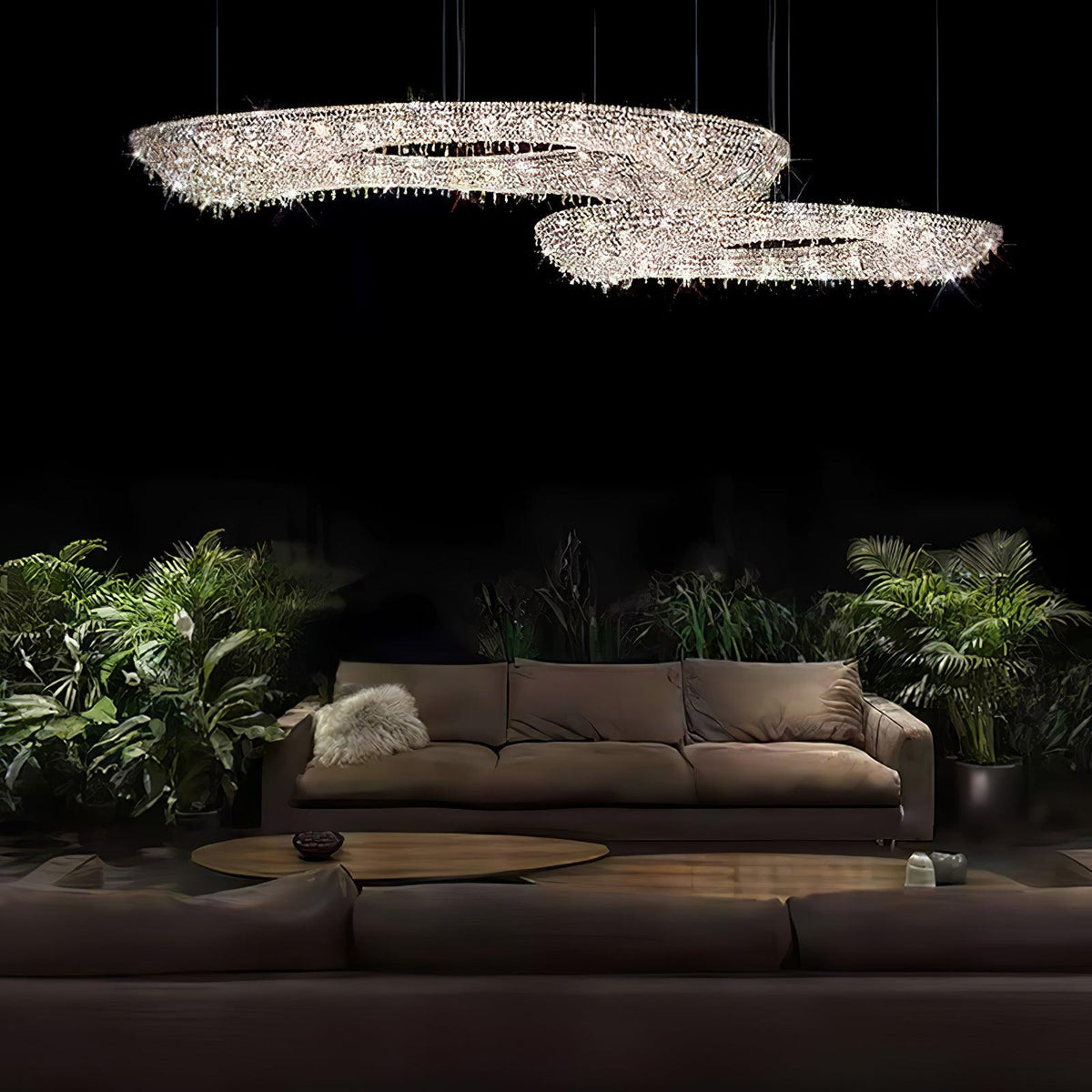 Lumière Cristal Round Chandelier in Chrome and Clear Crystal