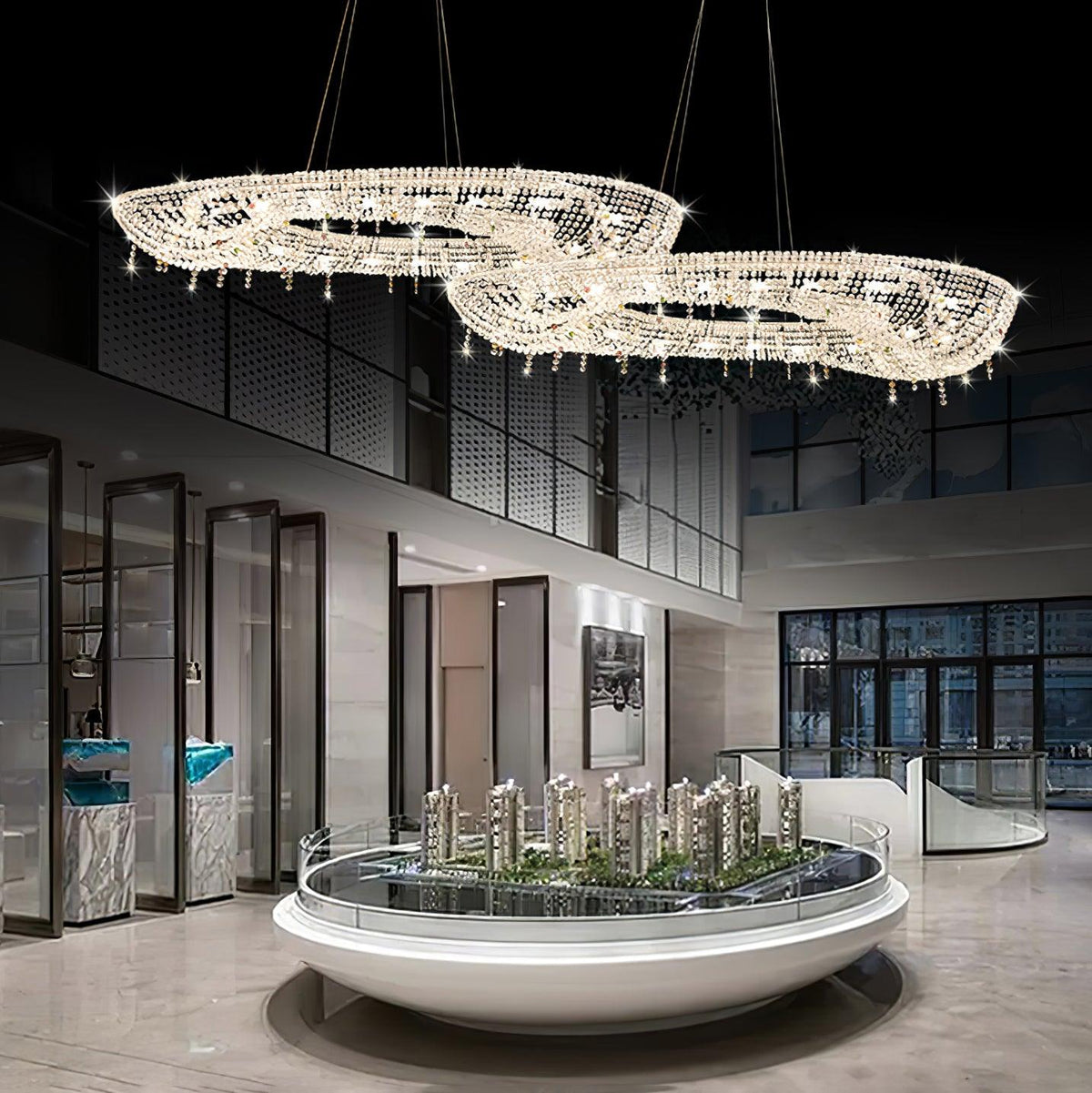 Lumière Cristal Round Chandelier in Chrome and Clear Crystal