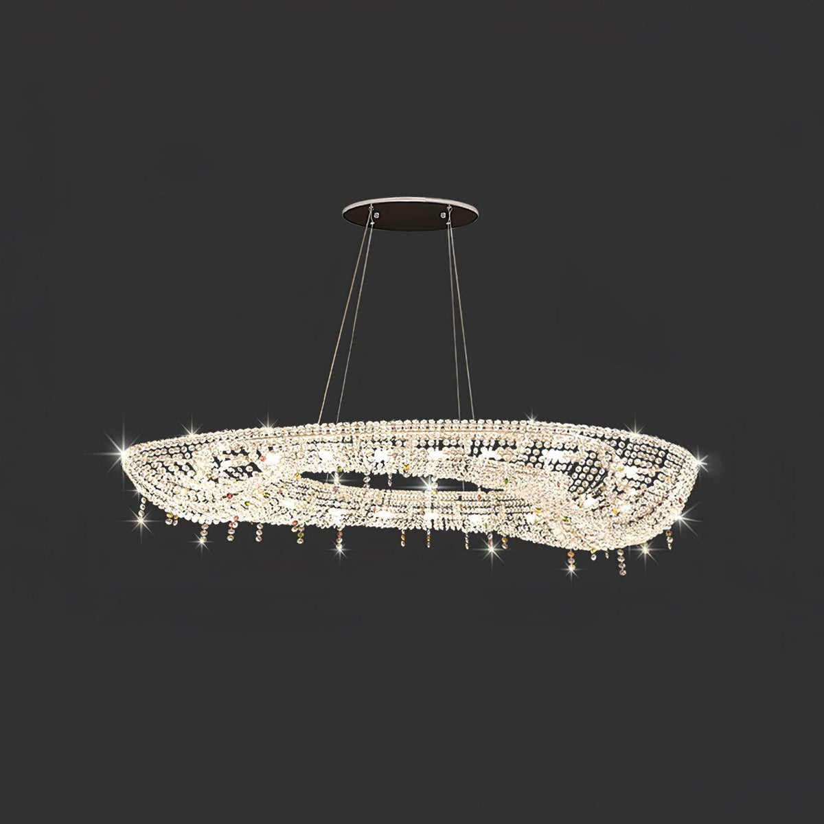 Lumière Cristal Round Chandelier in Chrome and Clear Crystal