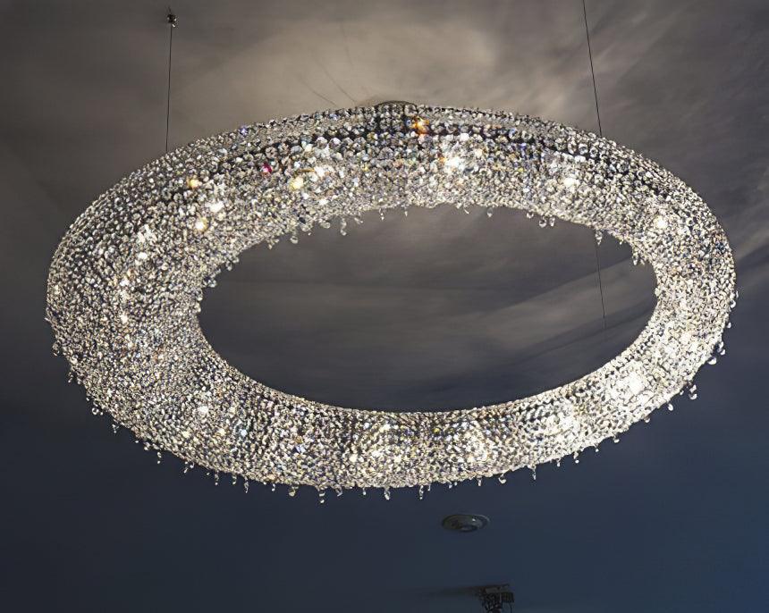 Lumière Cristal Round Chandelier in Chrome and Clear Crystal