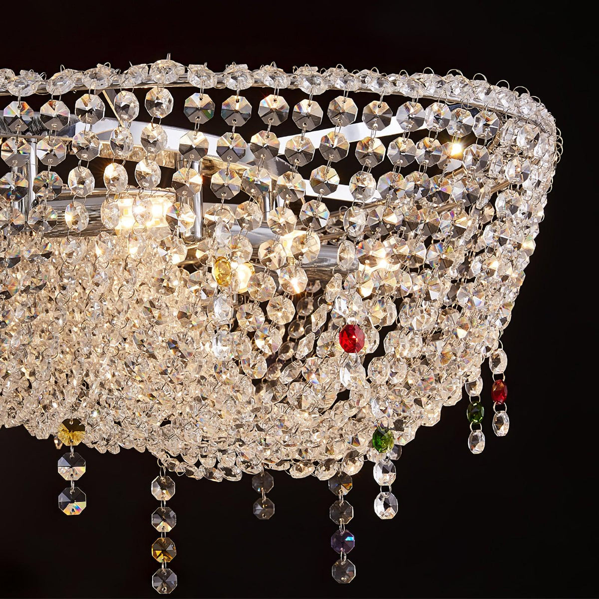 Lumière Cristal Round Chandelier in Chrome and Clear Crystal