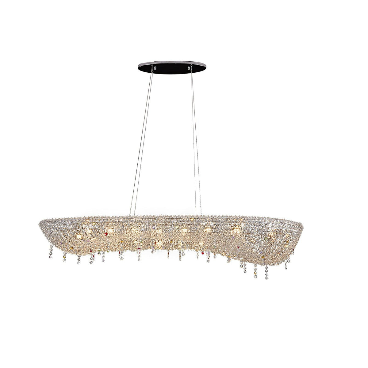 Lumière Cristal Round Chandelier in Chrome and Clear Crystal