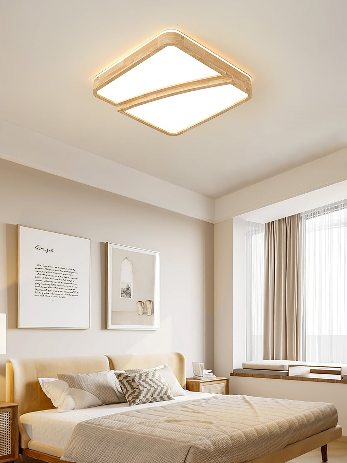 Modern Square Log Ceiling Lamp