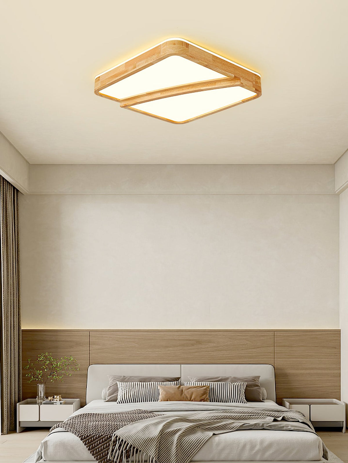 Modern Square Log Ceiling Lamp