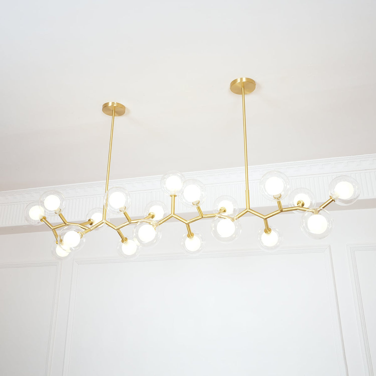 Molecular Glass Ball Chandelier in Gold for Modern Interiors