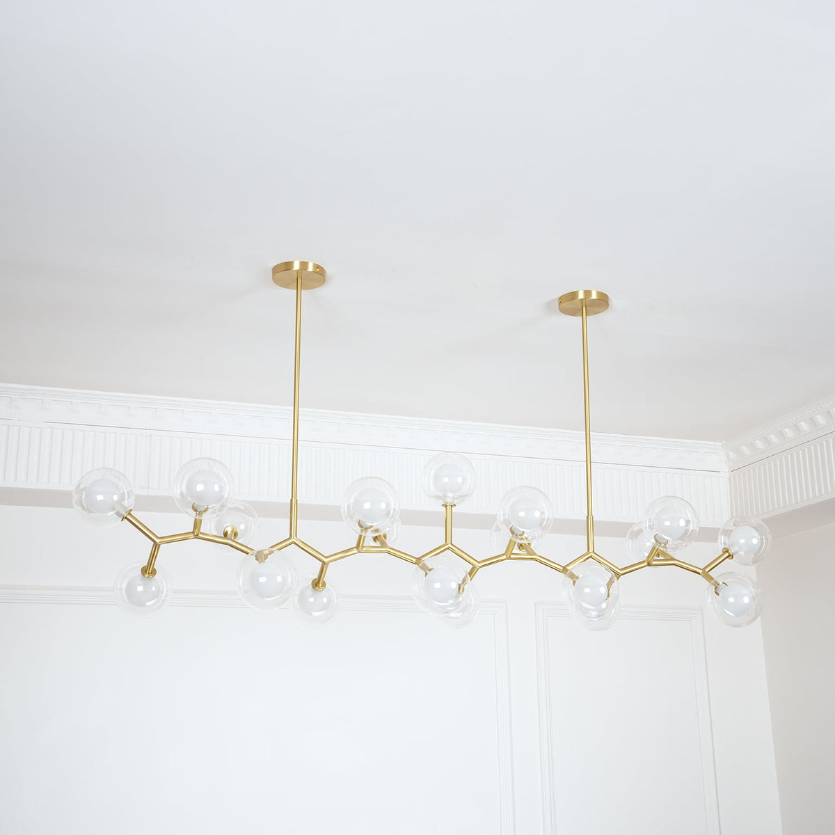 Molecular Glass Ball Chandelier in Gold for Modern Interiors