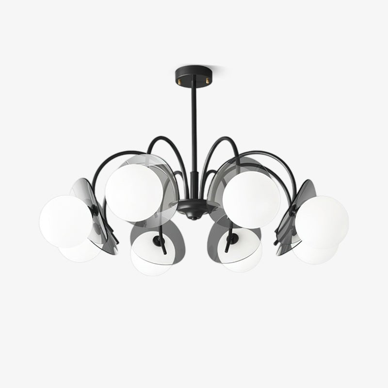 Molecular Glass Sphere Chandelier in Black and Brass