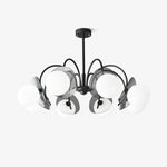 Molecular Glass Sphere Chandelier in Black and Brass