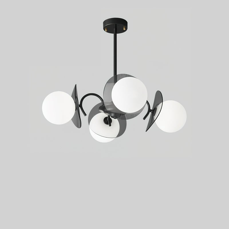 Molecular Glass Sphere Chandelier in Black and Brass