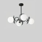 Molecular Glass Sphere Chandelier in Black and Brass