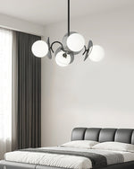 Molecular Glass Sphere Chandelier in Black and Brass