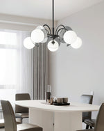 Molecular Glass Sphere Chandelier in Black and Brass
