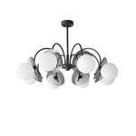 Molecular Glass Sphere Chandelier in Black and Brass