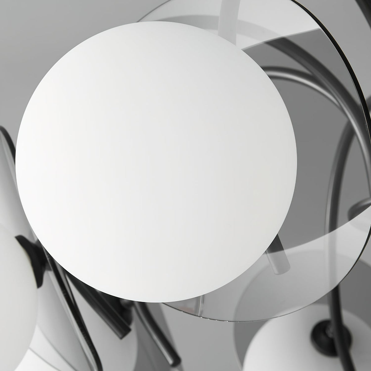 Molecular Glass Sphere Chandelier in Black and Brass
