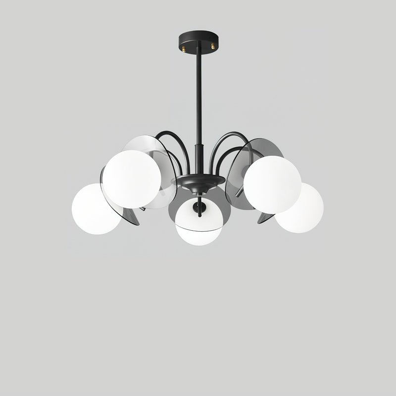 Molecular Glass Sphere Chandelier in Black and Brass