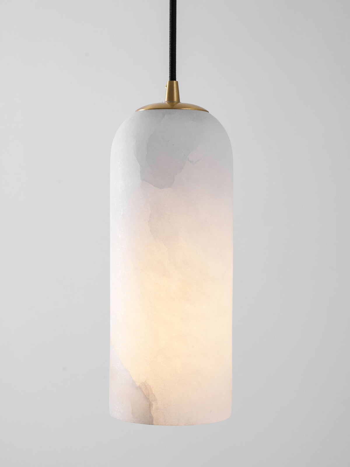 Monty Alabaster Pendant Light in Brass with Braided Cord