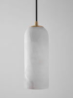 Monty Alabaster Pendant Light in Brass with Braided Cord