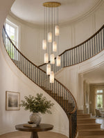 Monty Alabaster Pendant Light in Brass with Braided Cord