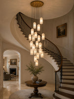 Monty Alabaster Pendant Light in Brass with Braided Cord